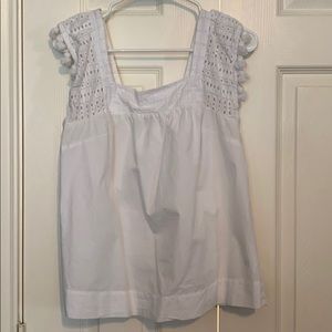 J.Crew square neck Pom Pom top